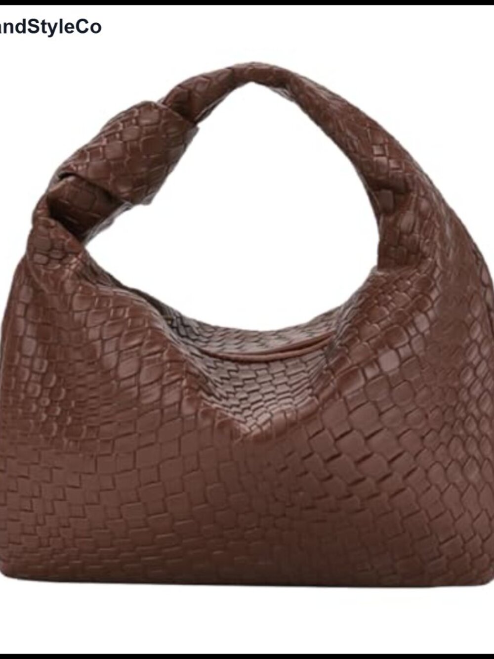 Faux Leather Woven Hobo Bag Knot Strap Ruched Clutch Purse Zip